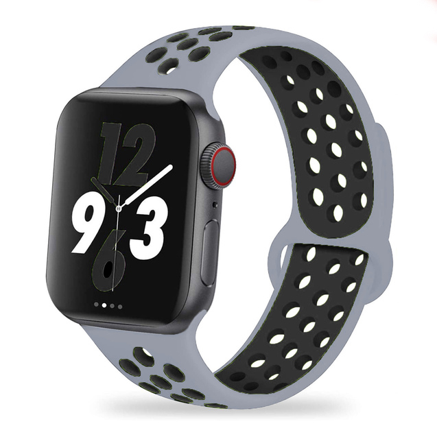 Športový silikónový remienok pre Apple Watch Farba remienku: Sivá - čierna, Veľkosť ciferníka Apple watch: 42/44/45mm