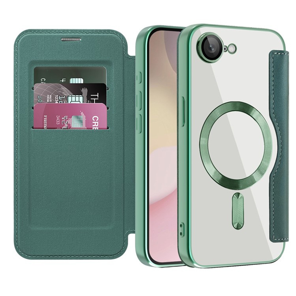 Techsuit - SmartMag Book puzdro na iPhone 16e - zelené KF2351837