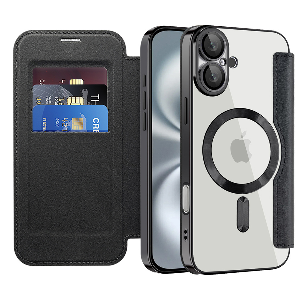 Techsuit - SmartMag Book puzdro na iPhone 16 - čierne KF2351842
