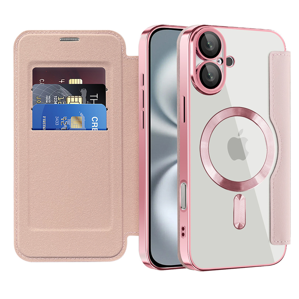 Techsuit - SmartMag Book puzdro na iPhone 16 - ružové KF2351843