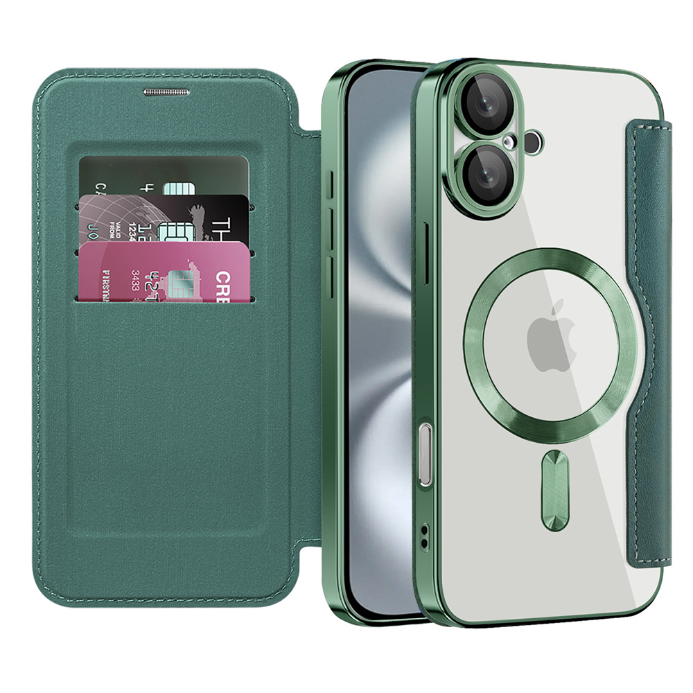 Techsuit - SmartMag Book puzdro na iPhone 16 - zelené KF2351845