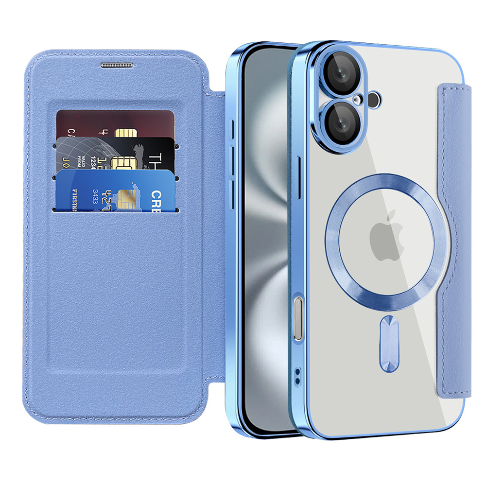 Techsuit - SmartMag Book puzdro na iPhone 16 - svetlomodré KF2351847