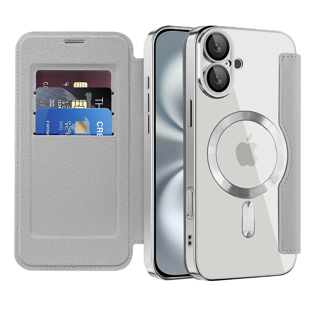 Techsuit - SmartMag Book puzdro na iPhone 16 Plus - sivé KF2351856