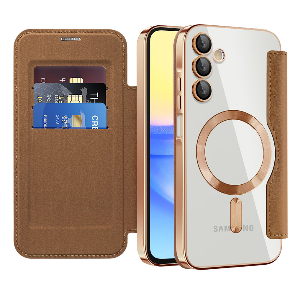 Techsuit - SmartMag Book flipové puzdro pre Samsung Galaxy A15 4G / A15 5G - hnedé KF2351980