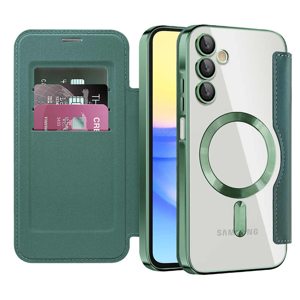 Techsuit - SmartMag Book flipové puzdro pre Samsung Galaxy A15 4G / A15 5G - zelené KF2351981