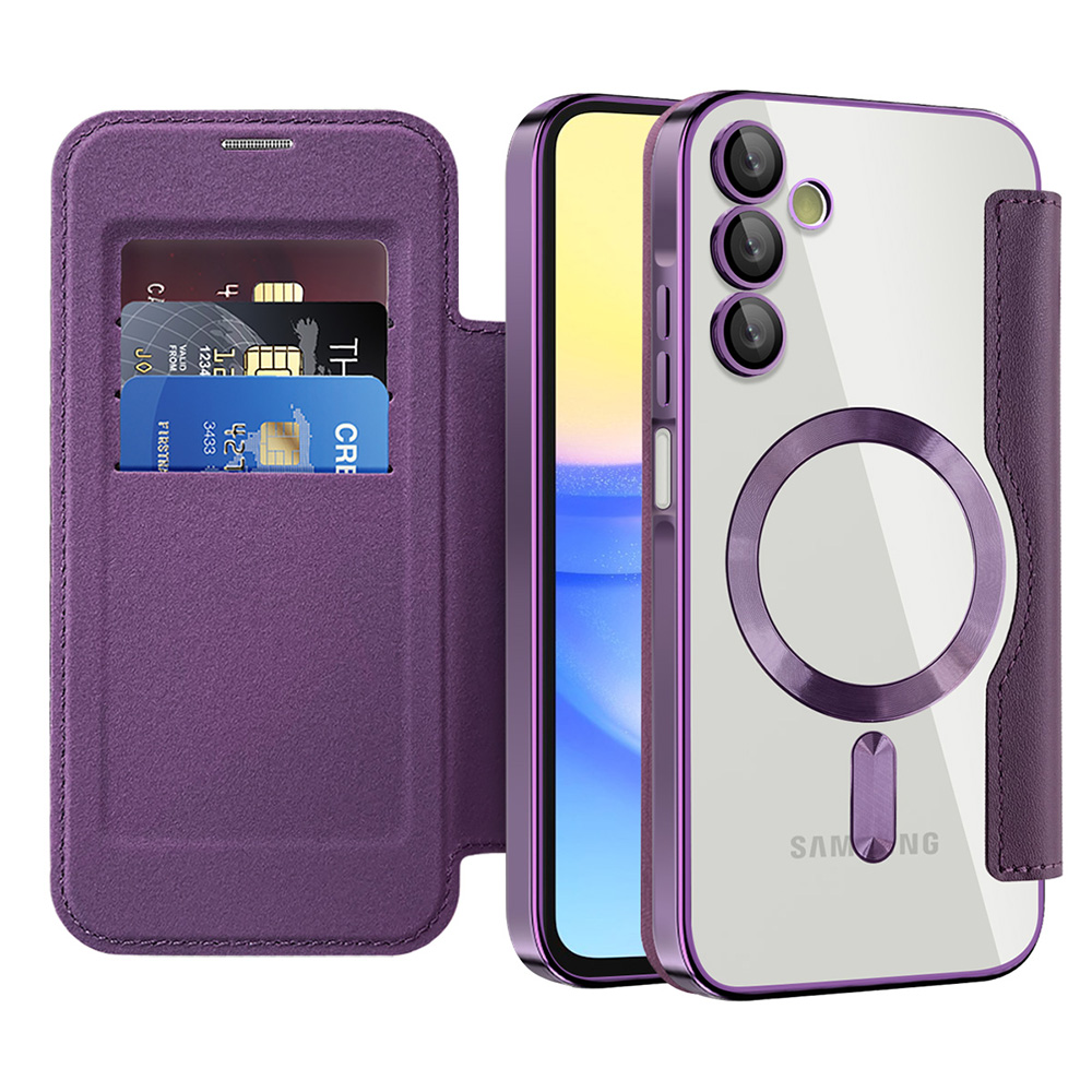 Techsuit - SmartMag Book flipové puzdro pre Samsung Galaxy A15 4G / A15 5G - fialové KF2351985