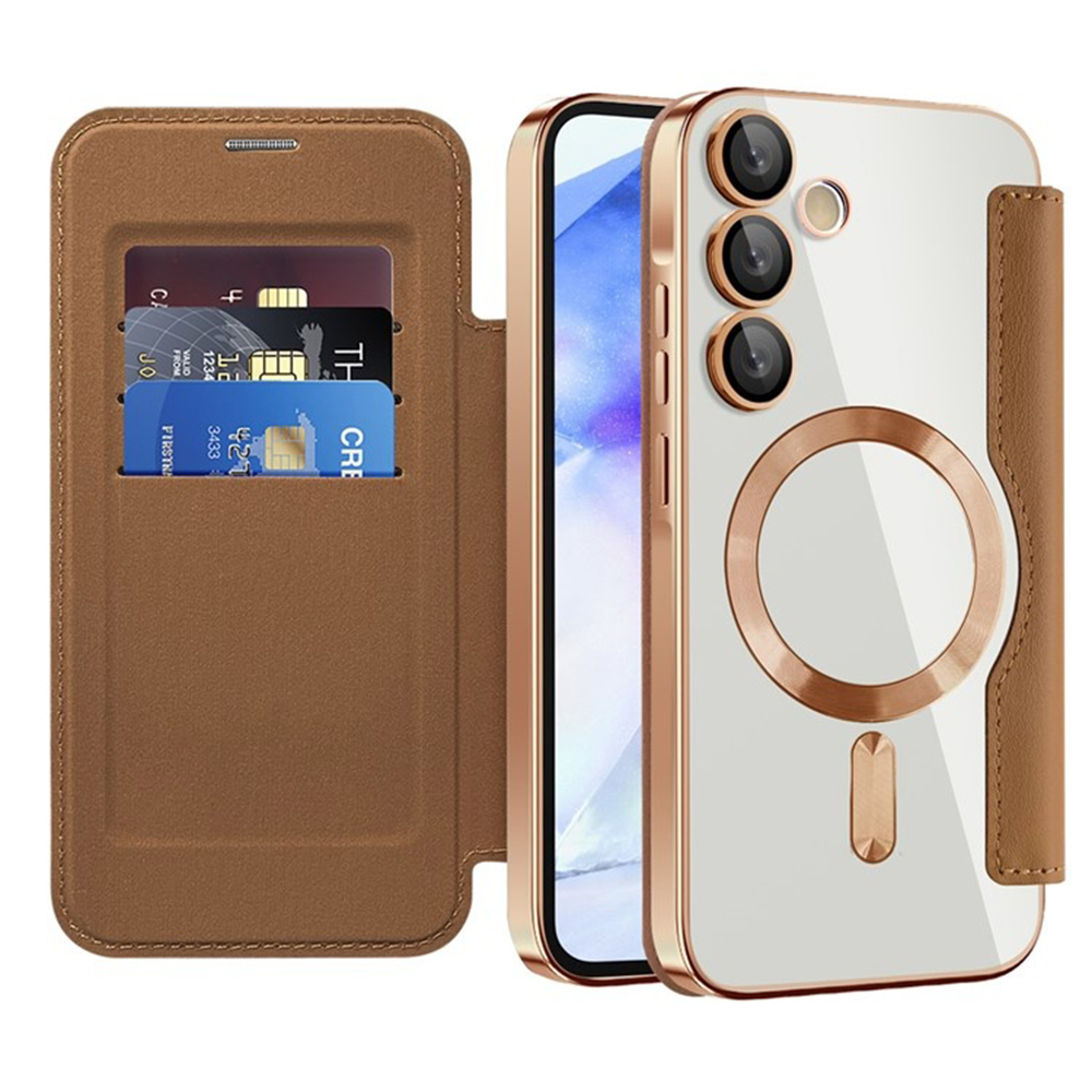 Techsuit - SmartMag Book flipové puzdro pre Samsung Galaxy A55 5G - hnedé KF2352020