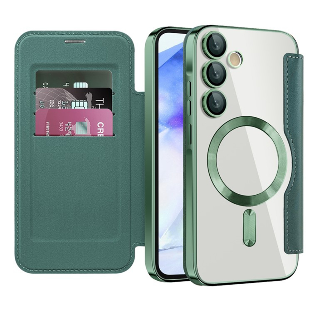 Techsuit - SmartMag Book flipové puzdro pre Samsung Galaxy A55 5G - zelené KF2352021