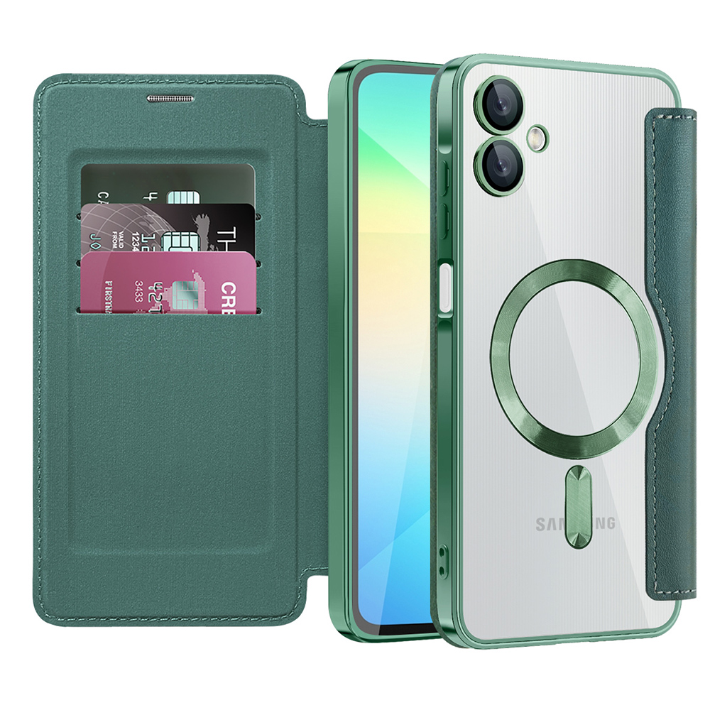 Techsuit - SmartMag Book flipové puzdro pre Samsung Galaxy A06 - zelené KF2352037
