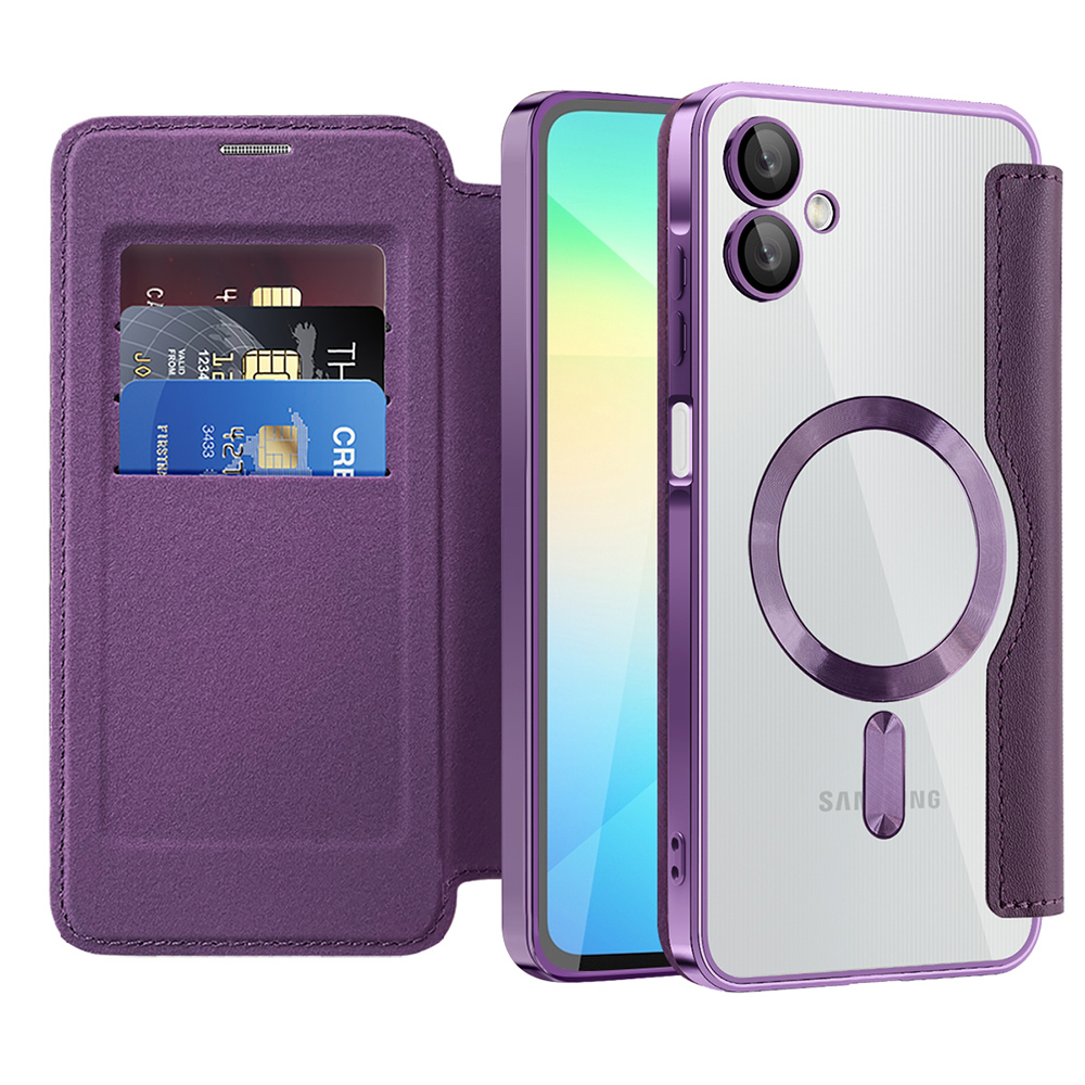 Techsuit - SmartMag Book flipové puzdro pre Samsung Galaxy A06 - fialové KF2352041