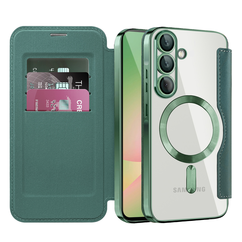 Techsuit - SmartMag Book flipové puzdro pre Samsung Galaxy A56 5G - zelené KF2352093