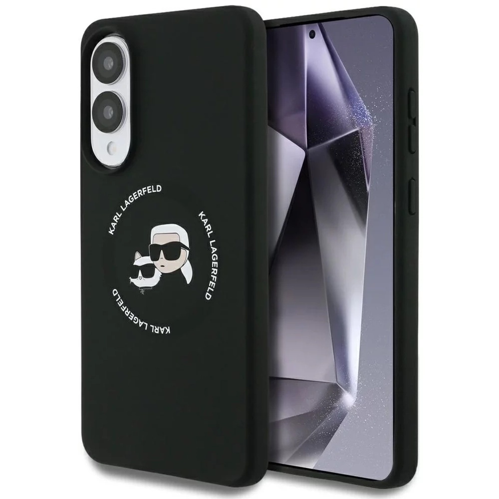 Karl Lagerfeld - Silicone Double Heads MagSafe ochranný obal na Samsung Galaxy S25 Edge – čierny KF2353898