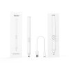 Techsuit – Stylus Pen UA20 dotykové pero na telefóny a tablety, aktívne, Bluetooth, Type-C, 105 mAh, hliníková zliatina – biele