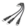 Nabíjací kábel 3v1 Harbor (X47) - USB-A na Lightning, Type-C, Micro-USB, 12W, 2,4A, 0,25 m - čierny