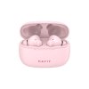 Havit - Bezdrôtové slúchadlá TW967 Pro – Bluetooth 5.3, USB-C, TWS, mikrofón, 300 mAh – ružové