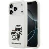 Karl Lagerfeld – Silicone Sketch & Logo obal na iPhone 17 Pro – biely Karl & Choupette