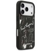 Karl Lagerfeld – Hardcase Grained Pattern Logo obal na iPhone 17 Pro – čierny