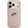 Karl Lagerfeld – Glitter MagSafe obal na iPhone 17 Pro Max – ružový Karl & Choupette Head