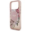 Guess – IML Flowers with Pearl Strap MagSafe obal na iPhone 17 Pro – ružový