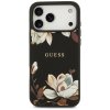 Guess – Grained Flowers MagSafe puzdro na iPhone 17 Pro Max – čierne
