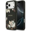Guess – Grained Flowers MagSafe puzdro na iPhone 17 Pro Max – čierne