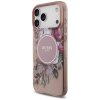 Guess - IML Flowers with Pearl Strap MagSafe puzdro pre iPhone 17 Pro Max - ružové