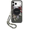 Guess - IML Flowers with Pearl Strap MagSafe puzdro pre iPhone 17 Pro Max - čierne
