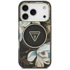 Guess - IML Metal Glitter Flowers Triangle MagSafe puzdro pre iPhone 17 Pro Max - čierne