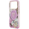 Guess - IML Glitter Flowers Triangle MagSafe puzdro pre iPhone 17 Pro Max - fialové