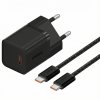 Baseus - Wall Charger sieťová nabíjačka (USB-C kábel v balení 1 m, GaN technológia, USB-C, rýchlonabíjanie, 30W) - čierna Cluster Black