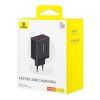 Baseus - Wall Charger sieťová nabíjačka (GaN technológia, 2× USB, USB-C, rýchlonabíjanie, 30W) - čierna Cluster Black