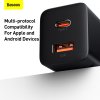 Baseus - Wall Charger Super Si Pro sieťová nabíjačka (USB-C + USB, rýchlonabíjanie, 30W) - čierna