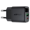 Acefast - Wall Charger A116 sieťová nabíjačka (digitálny displej, rýchlonabíjanie, GaN technológia, USB-C + USB, PD35W) - čierna