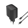 Lito - Wall Charger LC20T sieťová nabíjačka (USB-C kábel v balení, USB-C výstup, PD45W, GaN technológia, nehorľavý PC materiál, EU vidlica) - čierna