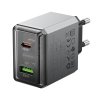 Borofone - Wall Charger Lena (BN20) - Dual Port, USB-C + USB-A, PD35W, QC3.0, Flame-Retardant PC, 5V/3A - Metal Gray
