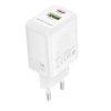 Borofone - Wall Charger Fuente (BN27) - Dual Port, USB + USB-C, PD20W, QC3.0, GaN Technology - White