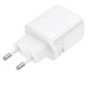 Borofone - Wall Charger Fuente BN27 sieťová nabíjačka (dual port, USB + USB-C, PD20W, QC3.0, GaN technológia) - biela