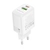 Borofone - Wall Charger Fuente BN29 sieťová nabíjačka (dual port, USB + USB-C, PD30W, QC3.0, GaN technológia) - biela