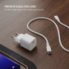Fixed - Wall Charger Mini sieťová nabíjačka (GaN technológia, USB-C, PD3.0, 30W, kompaktný dizajn, USB-C kábel 1 m) - biela
