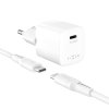 Fixed - Wall Charger Mini sieťová nabíjačka (GaN technológia, USB-C, PD3.0, 30W, kompaktný dizajn, USB-C kábel 1 m) - biela