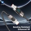 Lito - Data Cable dátový a nabíjací kábel USB-C na USB-C High Speed Charge 100 W s LED displejom, 1,2 m – čierny