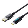 Baseus - Data Cable Lit dátový a nabíjací kábel USB na USB-C Fast Charge 100 W s LED podsvietením a ovládacím tlačidlom, 1 m – čierny (Cosmic Black)