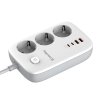 ColorWay - Extension Cord predlžovací kábel 3× AC 220 V, 2× USB QC3.0 a 2× USB-C PD Fast Charge 65 W, 13 A, GaN3 Pro, 2 m – biely