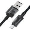 Acefast - Data Cable dátový a nabíjací kábel USB na USB-C Fast Charge 3 A s priehľadným telom, nylonové opletenie, 1,2 m – čierny
