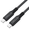 Acefast - Data Cable dátový a nabíjací kábel USB-C na USB-C Fast Charge 60 W (3 A), mäkký silikón, odolný proti ohybu, 1,2 m – čierny