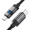 Acefast - Data Cable dátový a nabíjací kábel USB-C na USB-C Fast Charge 60 W (3 A) s digitálnym displejom, zliatina zinku, 1,2 m – čierny