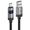 Acefast - Data Cable dátový a nabíjací kábel USB-A na USB-C Fast Charge 66 W s digitálnym displejom, zliatina zinku, 1,2 m – čierny