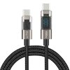 Lito - Data Cable dátový a nabíjací kábel USB-C na USB-C High Speed Charge 100 W, opletený, s LED displejom, 1,2 m – čierny