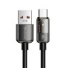 Mcdodo - Data Cable dátový a nabíjací kábel USB na USB-C Super Charge 6 A, priehľadný dizajn, automatické vypnutie, 1,2 m – čierny