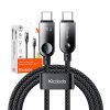Mcdodo - Data Cable dátový a nabíjací kábel USB-C na USB-C PD 60 W so vstavaným LED displejom, ABS + nylon, 1,2 m – čierny